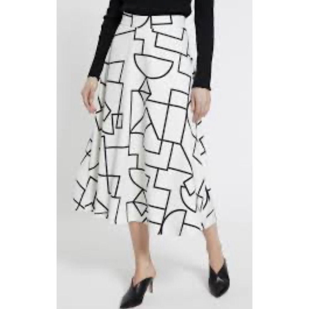 Mono B Maxi Skirt Geometric Boho Long Beach Career Stretch Size M/L